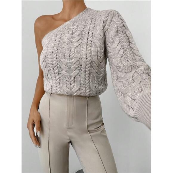 Variété Boutique Sweaters - One Shoulder Cable Knit Sweater